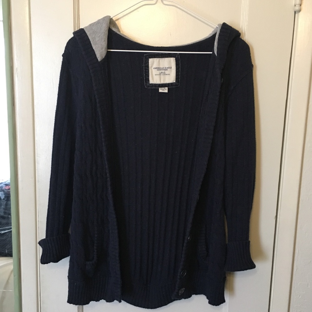 Navy 3/4 Sleeve Cardigan